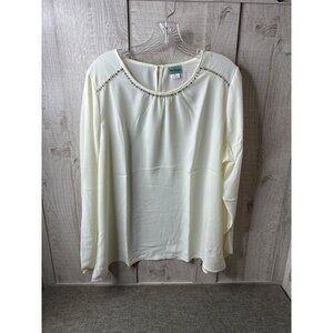 Sara Morgan XL Womens Cream Ivory Blouse With Rhinestone Detailing
